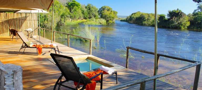 Showroom pool deck Zambezi Sands River Camp, Zimbabwe